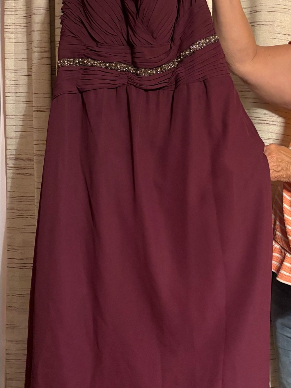 Beaded Waist Burgundy Maxi Skirt for Women